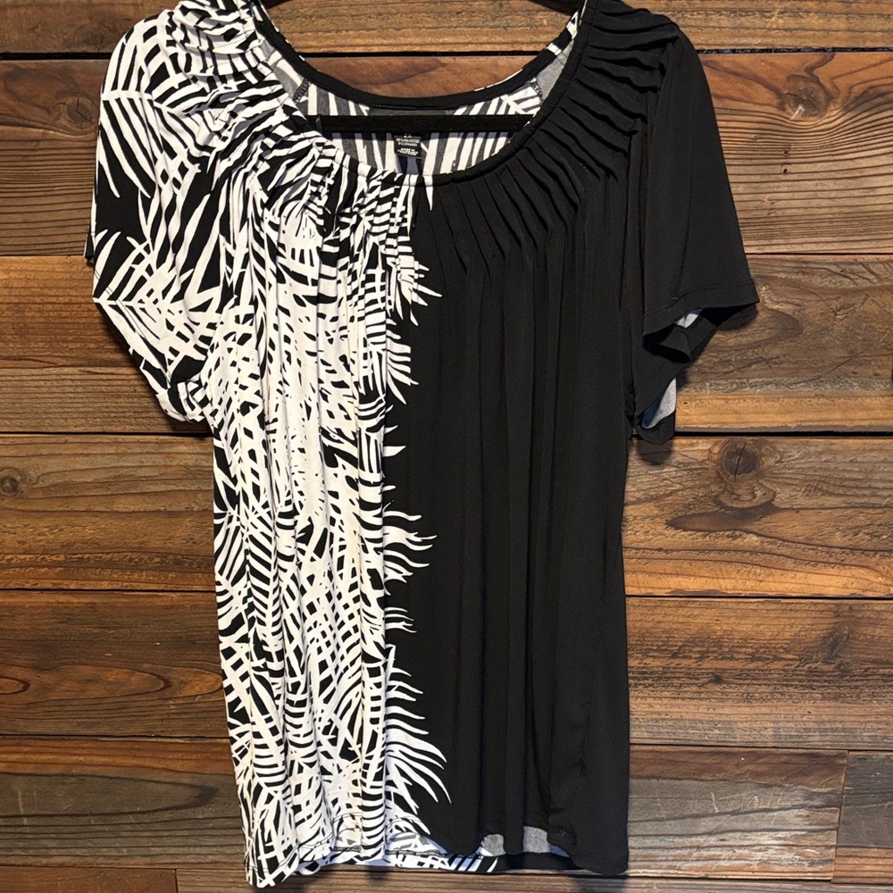 Style & Co. Black and White Patterned Blouse